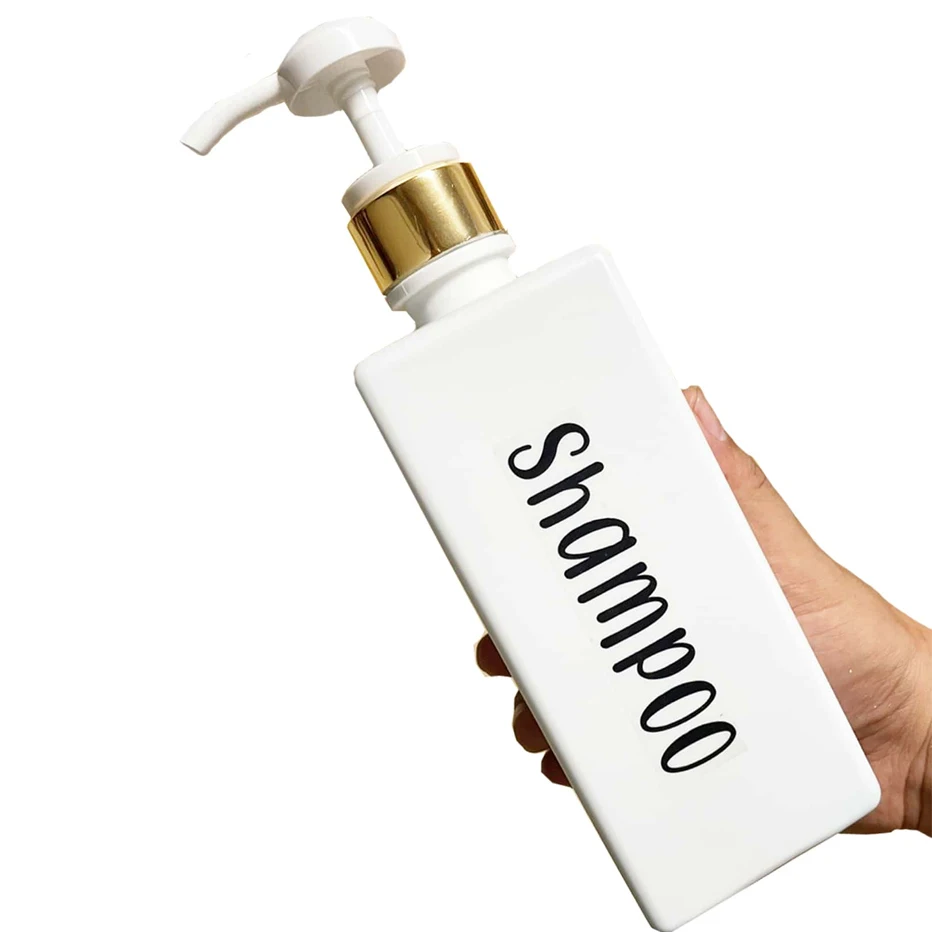 650ml Bathroom Shampoo Dispenser Bottle Gold Design Pump Bottle Refillable Shower Gel Lotion Body Wash Empty Plastic Bottle