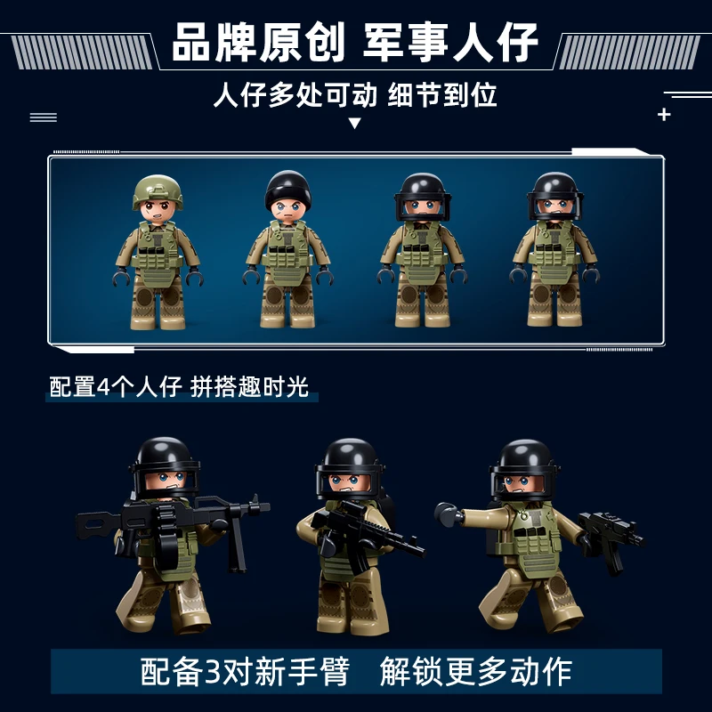 Sluban Typhoon VDV Armored Vehicle Modern Army Military Weapon Model Building Block Classics Soldiers Figure Brick Toy Kids Gift