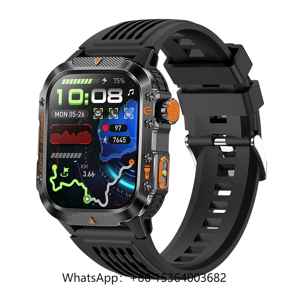 

TJXL- GPS Smart Watch HT36 LED Flashlight 2.01" HD Screen BT Call Heart Rate Blood Oxygen Health Monitoring Sports Smartwatch