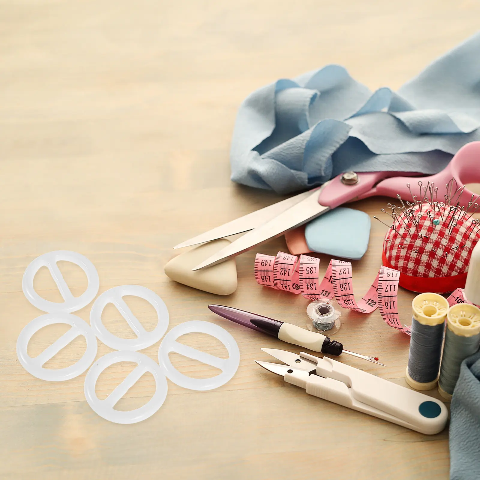 20pcs Shirt Clips 2.5CM/1'' Id Resin Clothes Corner Knot Buckle Round Scarf Slide Buckles Scarf Clasps Rings Tightener For Work