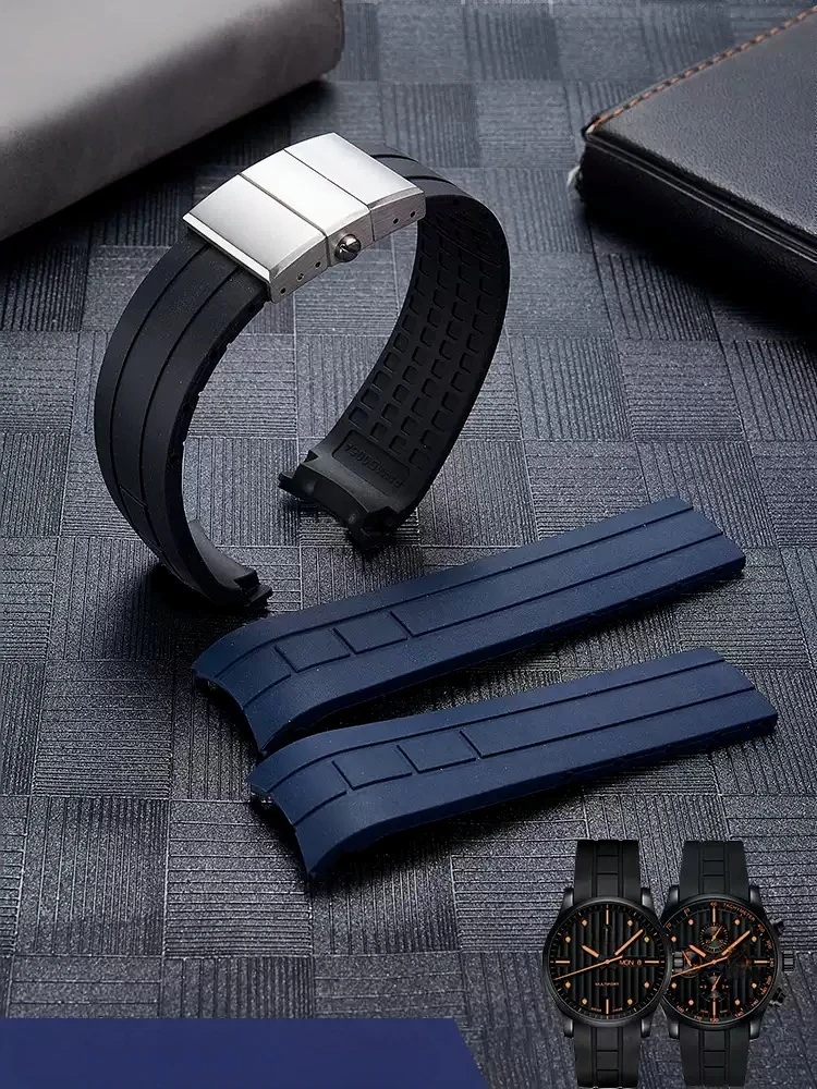 22mm 23mm Curved End Link Watchband For Mido M005430a M005614a Waterproof Rubber Watchband For Citizen Blue Angel Silicone Strap
