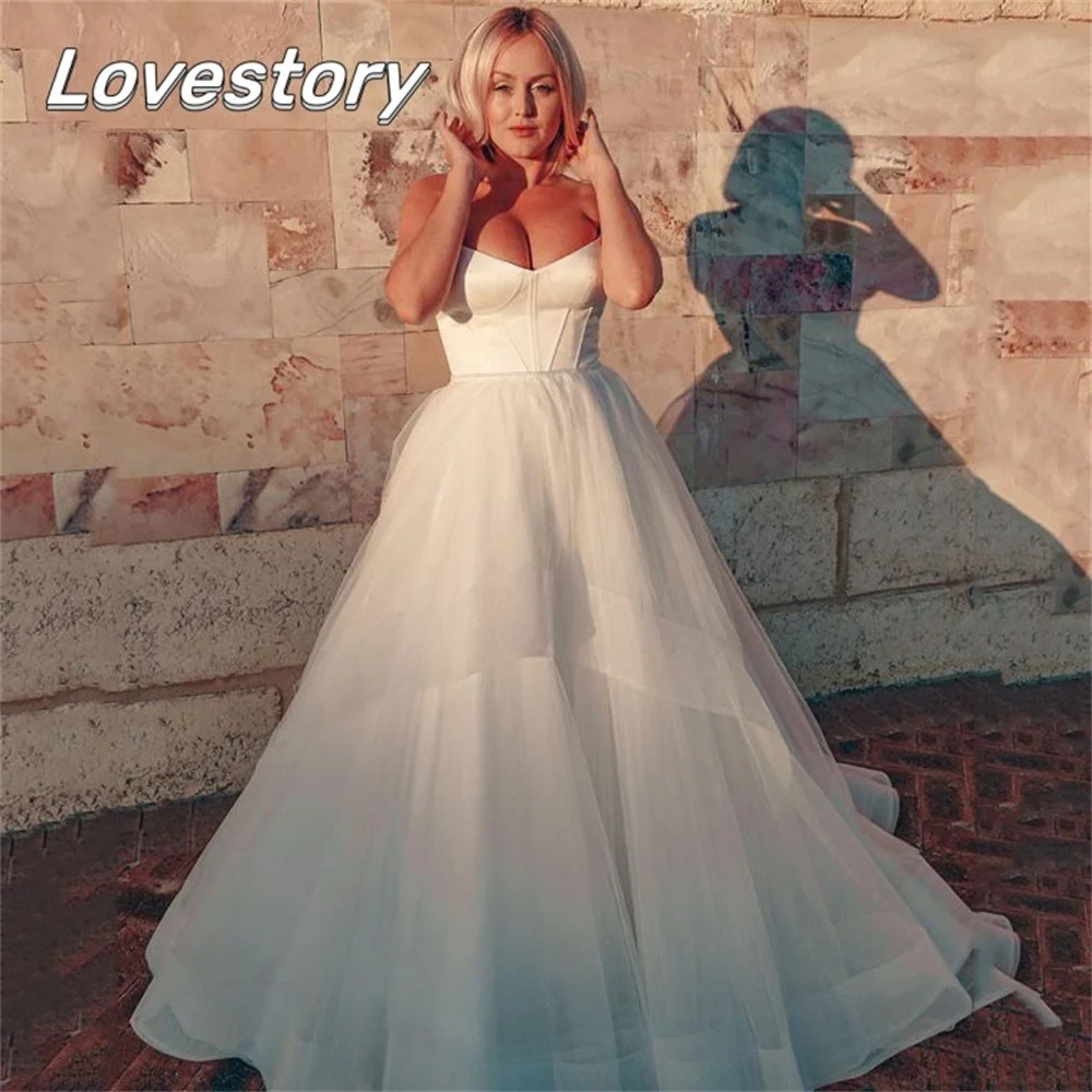 Simple A-Line Wedding Dresses Sleeveless Bride Robes V Neck Backless Bridal Gown Charming Satin New Buttons Vestidos De Noiva