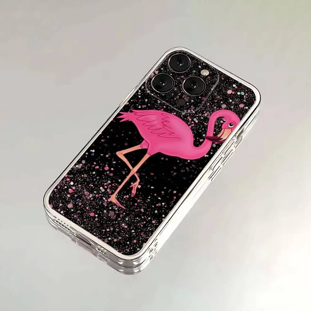 حافظة هاتف فلامنغو وردية لطيفة لهاتف آيفون 16,15,14,13,12,11,17 Pro,Max,Plus,X,XS,XR,SE,غطاء ناعم شفاف صغير #4