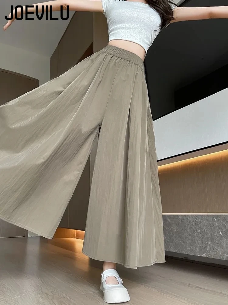 Yamamoto Skirt Pants Women Ice Silk High Waist Wide Leg Pants Summer Korean Fashon Casual A-line Skirt Y2k Loose Cropped Clothes