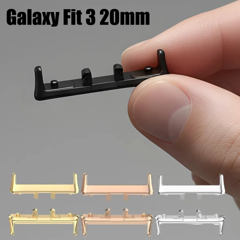 2 Stück Edelstahl-Verbindungsstücke für Samsung Galaxy Fit 3 Smartwatch, Armband-Adapter, Galaxy Fit3, 20 mm Bandbreite, Zubehör