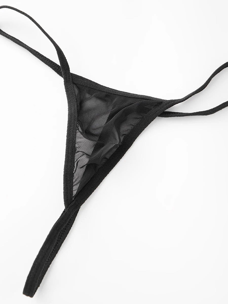 ملابس داخلية نسائية شقية بيبي دول شفافة بكشكشة على شكل حرف V ومجموعة ثونغ لملابس النوم الغريبة ملابس النوم