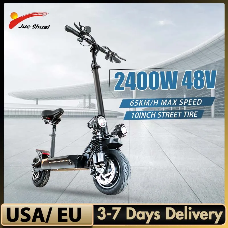 48V 18AH batteria al litio Scooter elettrico 2400W Scooter a doppio motore elettrico con sedile pieghevole manubrio Trottinettes electriques