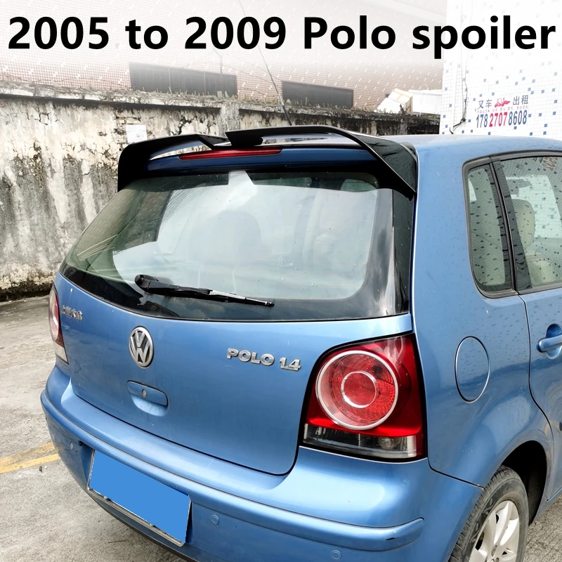 For Volkswagen Polo Roof Spoiler 2005 2006 2007 2008 2009 ABS Black Material Primer Color Rear Trunk Wing Car Accessories