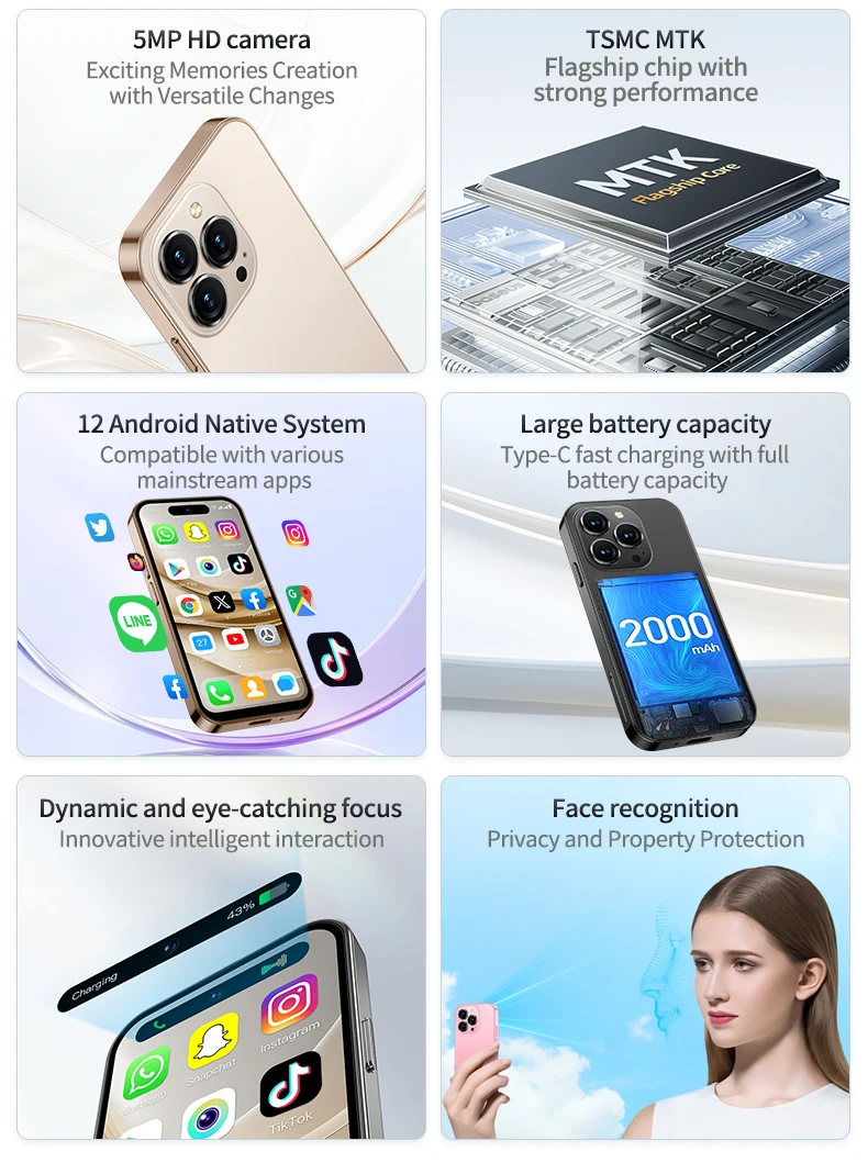 ONEMYTH M17 Pro 4G Mini Smartphone 4.0inches MTK 2GB RAM 16GB ROM 5MP LTE BLE4.0 Dual SIM 2000mAh Type-C Android Cellphone