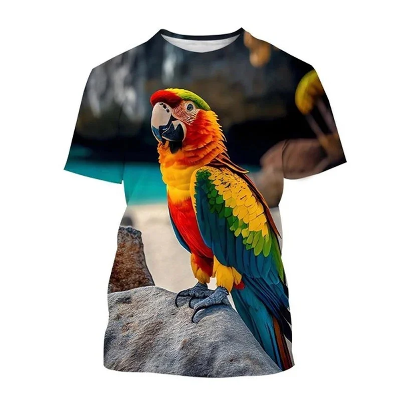 3D Cute Animal Parrots Printed T Shirt Psittaciformes Graphic T-shirts For Men Kid Fashion Funny Tee Shirts Harajuku Clothes Top