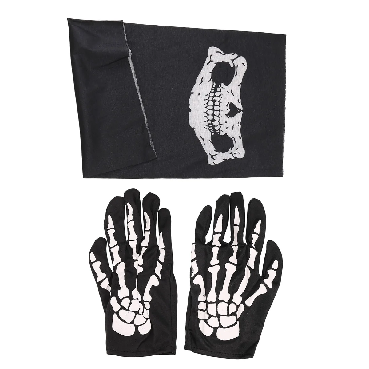 

A11I Halloween Mask Scary Skull Chin Mask Skeleton Ghost Gloves for Performances, Parties, Dress Up, Festivals (3 Pieces/Set)