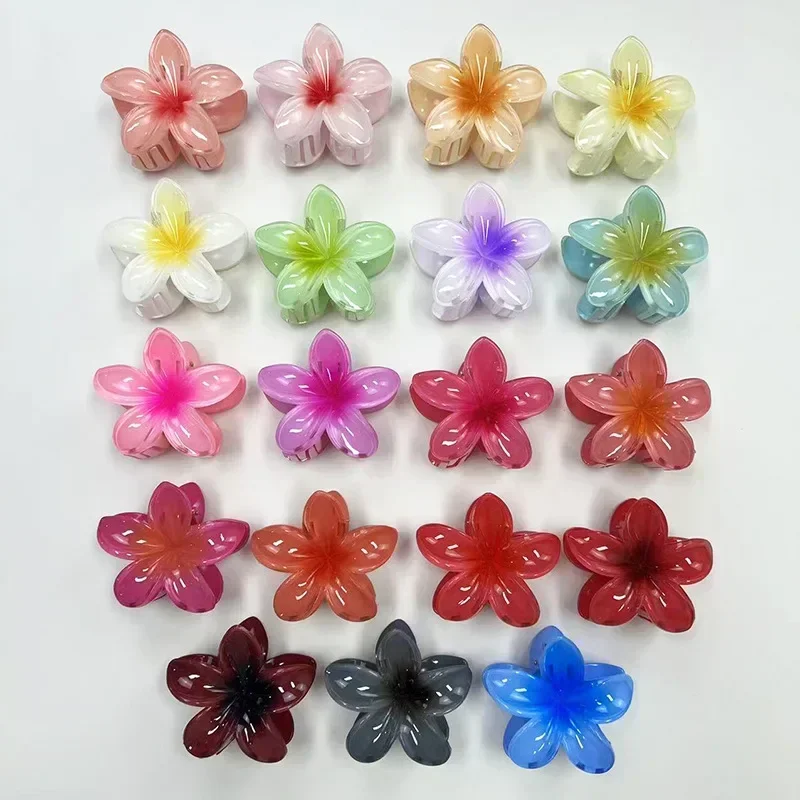 Flower Plumeria Hair Clip Beach Vacation 8cm Braiding Hair Tool Plastic Gradient Color Frangipani Bobby Pin