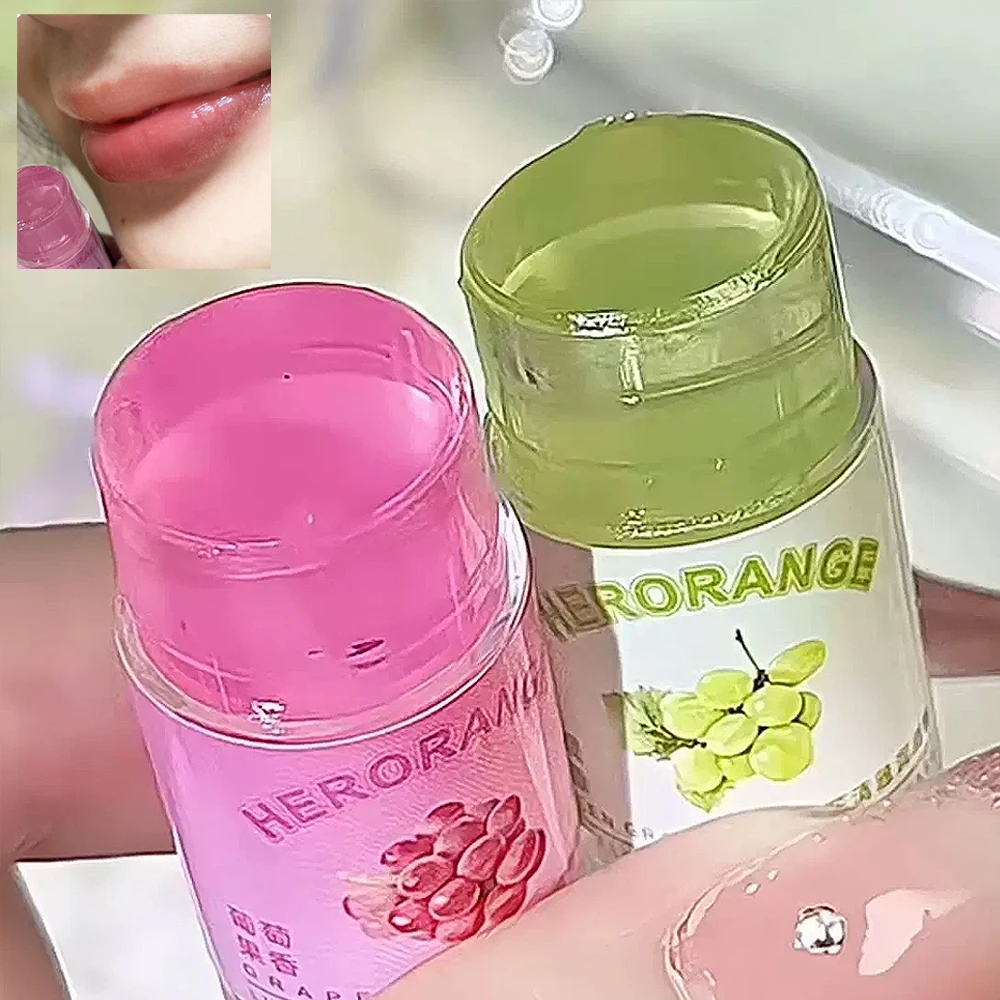 Transparenter Frucht-Lippenbalsam Lippenpflege Feuchtigkeitsspendend Feine Linien reduzieren Trauben- und Apfel-Gel-Lippenstift Anti-Trockenheits-Hydratations-Make-up