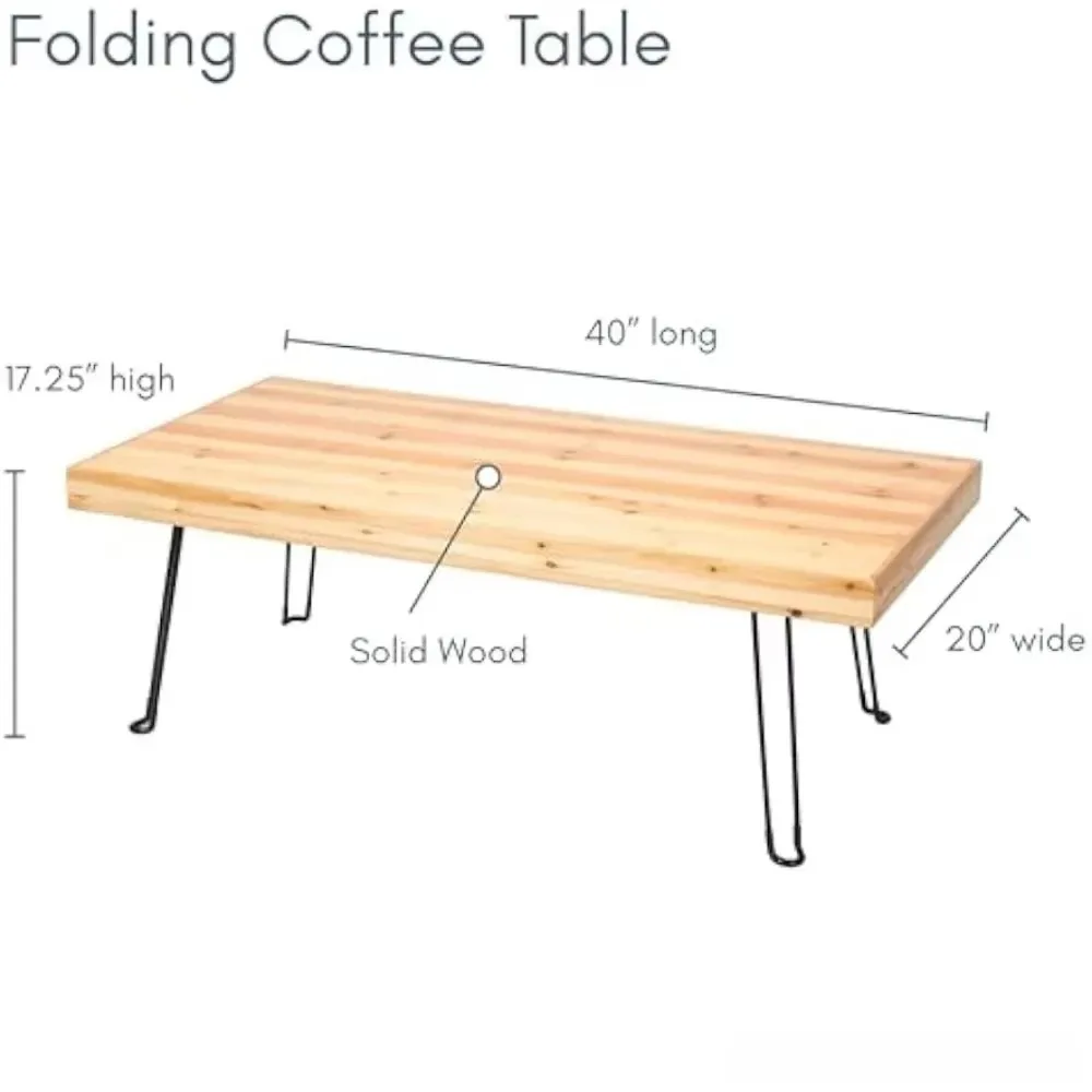 Folding Wooden Coffee Table - Foldable light wood mini desk, Lightweight foldable coffee table for small spaces, birch veneer