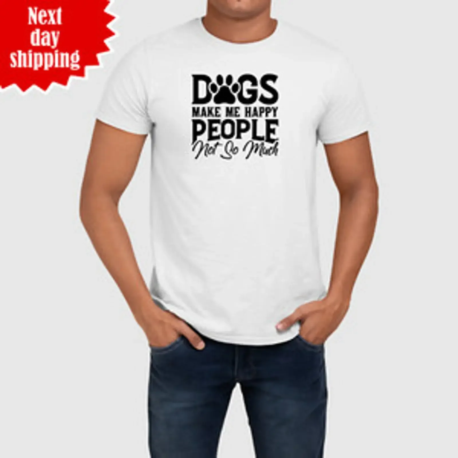 Hunde Make Me Happy T Shirt bedruckt Haustier Hundeliebhaber Geschenk normale Passform Top vintage Washed designer clothes