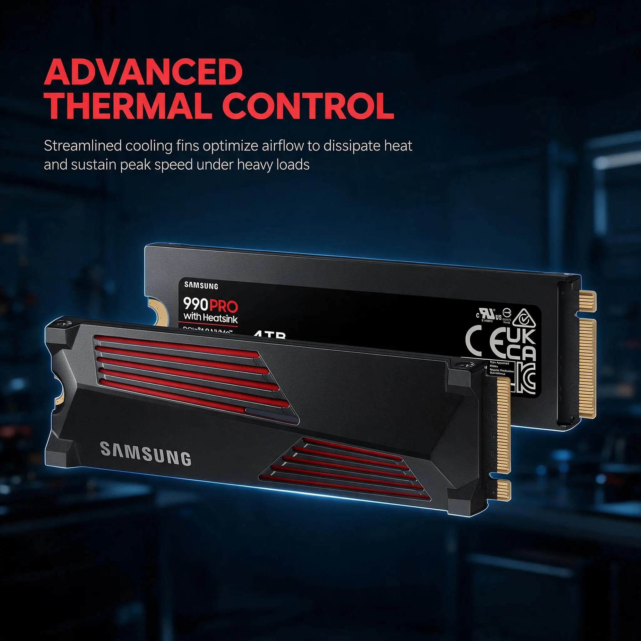 SAMSUNG 990 PRO with Heatsink SSD 1TB 2TB 4TB PCIe Gen 4.0x4 Solid State Drive NVMe 2.0 M.2 2280 Internal SSD for Desktop Laptop