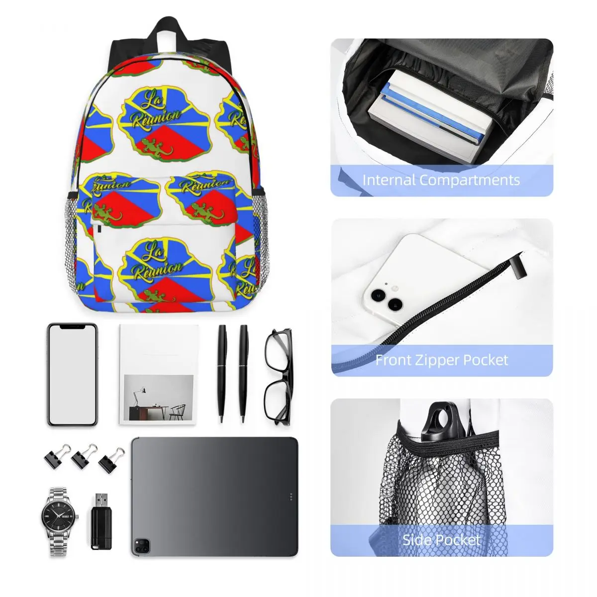 Reunion Island 974 Backpack Hot Sale Daypack Large Capacity Boys Girls BookBag Shoulder Bags for Men Women School Bag