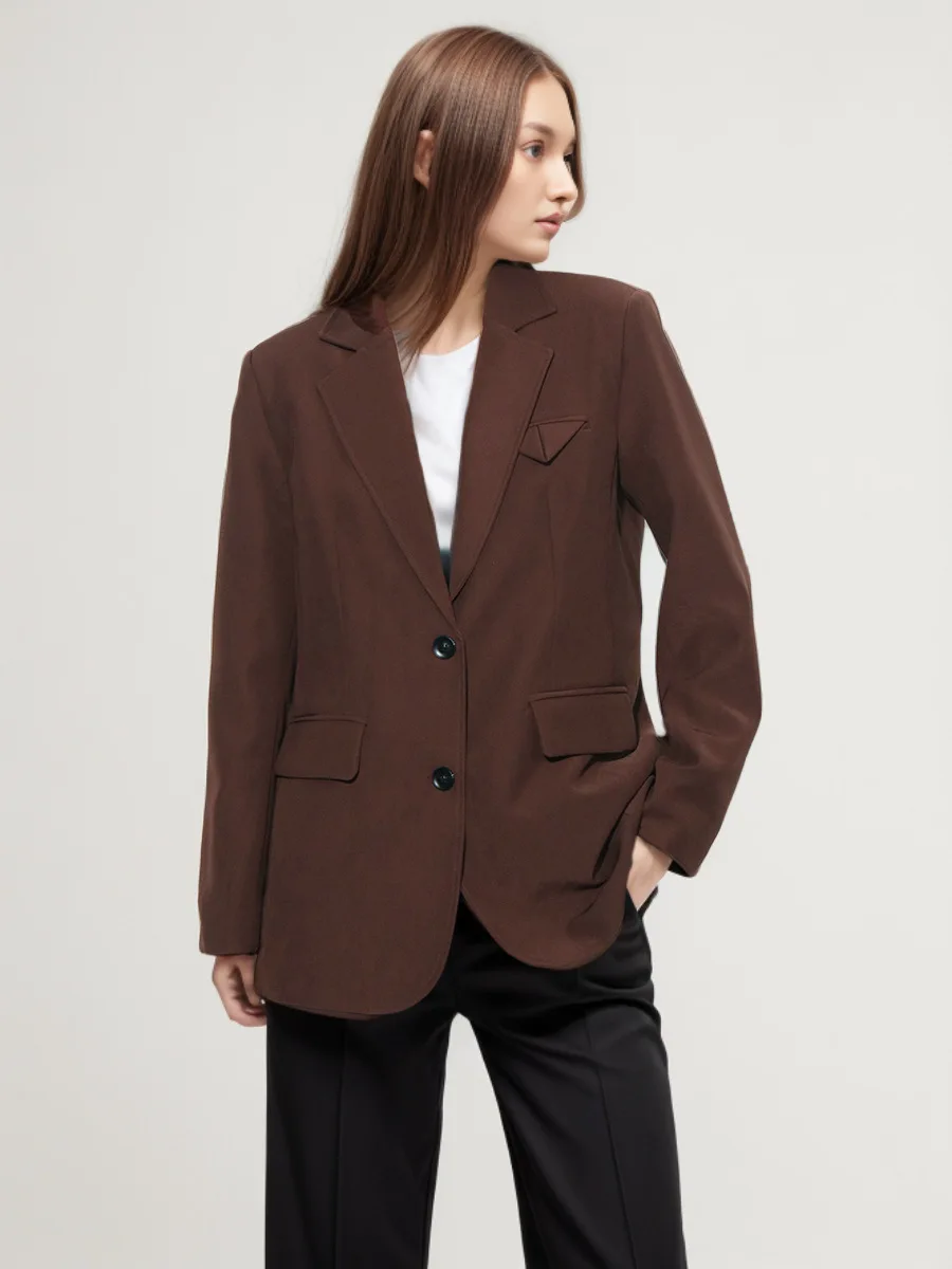 

Women elegant fashional solid suit cost with buttons,oversize style,personalized design,all seaaon,all-matching,office lady