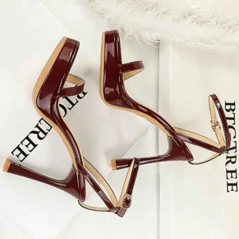 BIGTREE New Summer Cover Heel Outdoors Shoes 11.5CM Thin Heel Women's Waterproof Platform Round Toe Sandals Stylish High Heels