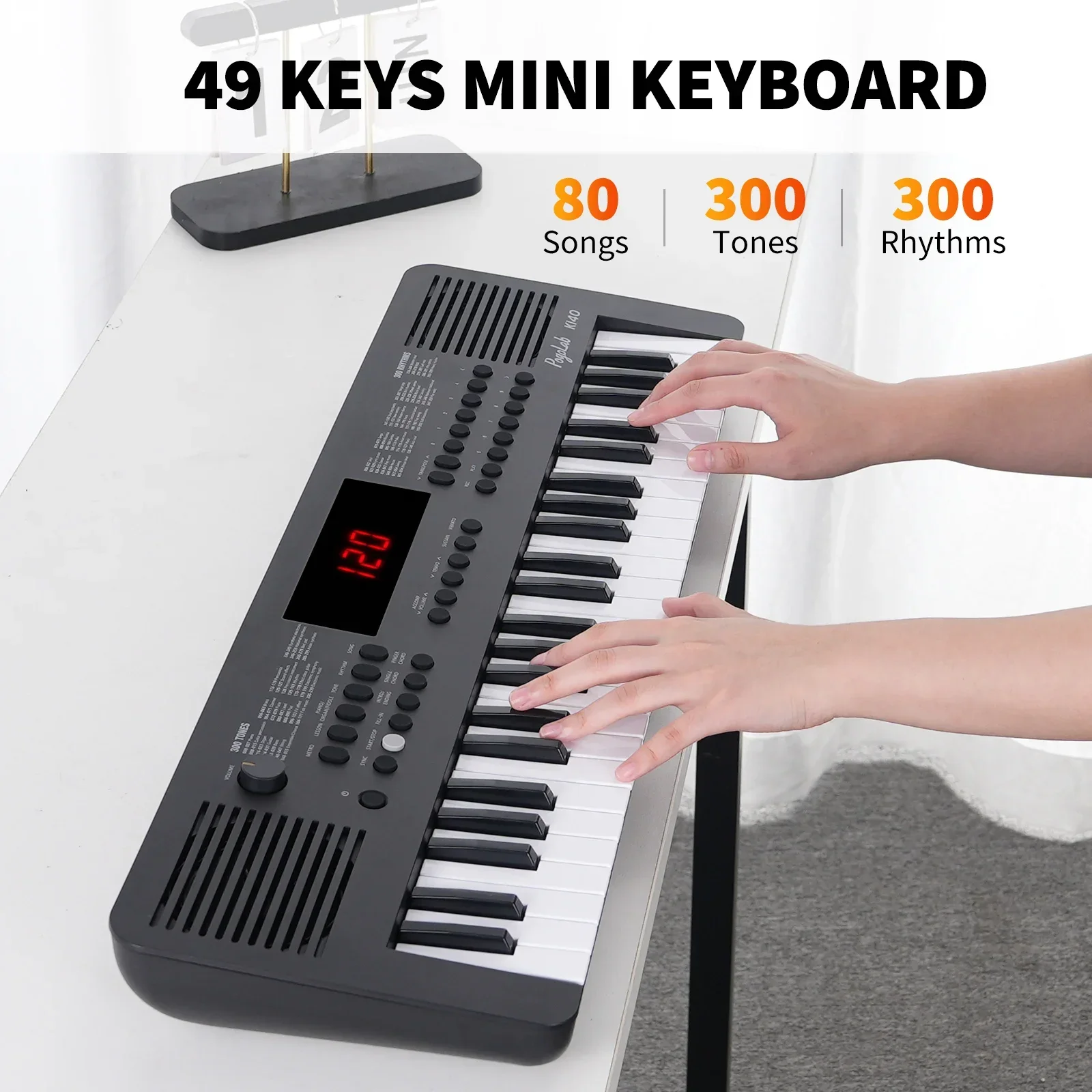 

Beginners/kids K140 49-Key Mini Keyboard - Portable Electric Piano with 300 Sounds, 80 Demo Songs & Midi