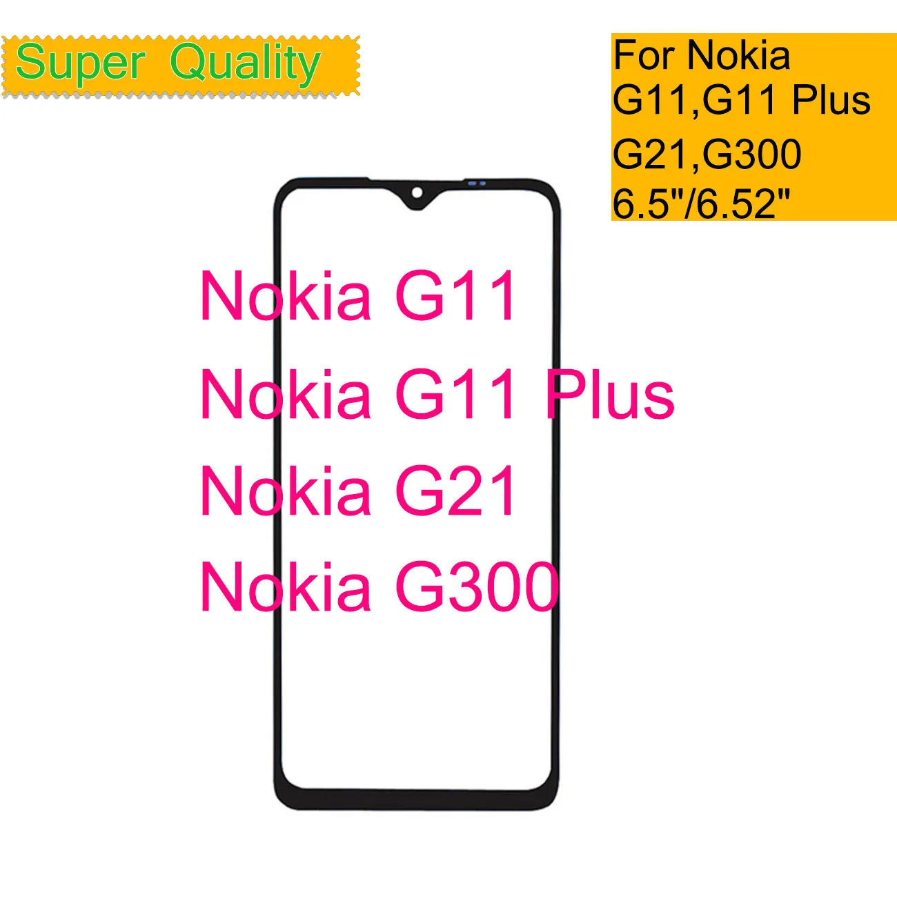 10Pcs/Lot For Nokia G11 Plus Touch Screen Front Glass Panel LCD Outer Lens For Nokia G21 G300 Front Glass With OCA