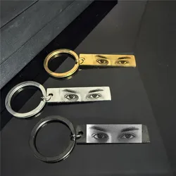 Custom Eye Photo Keychain Personalized Couple's Keychain - Laser-Engraved Stainless Steel with Eye Photo, Fashionable Gift for