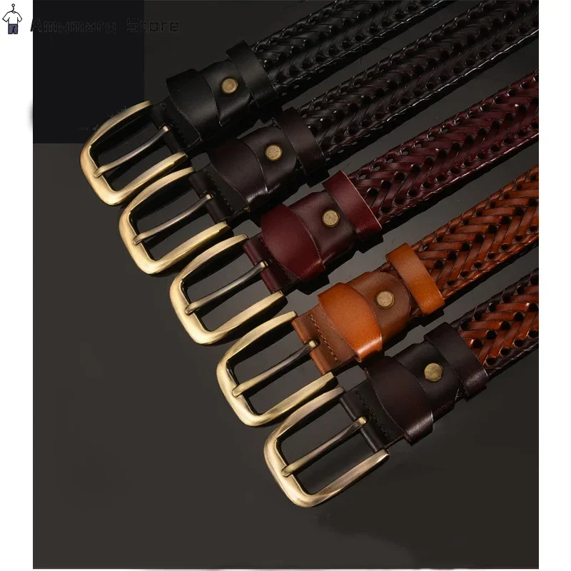 

New Men's Leather Belt Hand-woven Casual Joker Jeans Waist Belt Luxury Braided Belt Fashion Waistband Pants Accessories