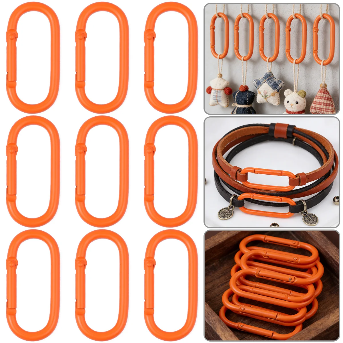 

5/10/20pcs Orange Oval Spring Buckle Keychains Carabiner Clip Rings Connector Clasp Hook for Jewelry Making Accessories Charms