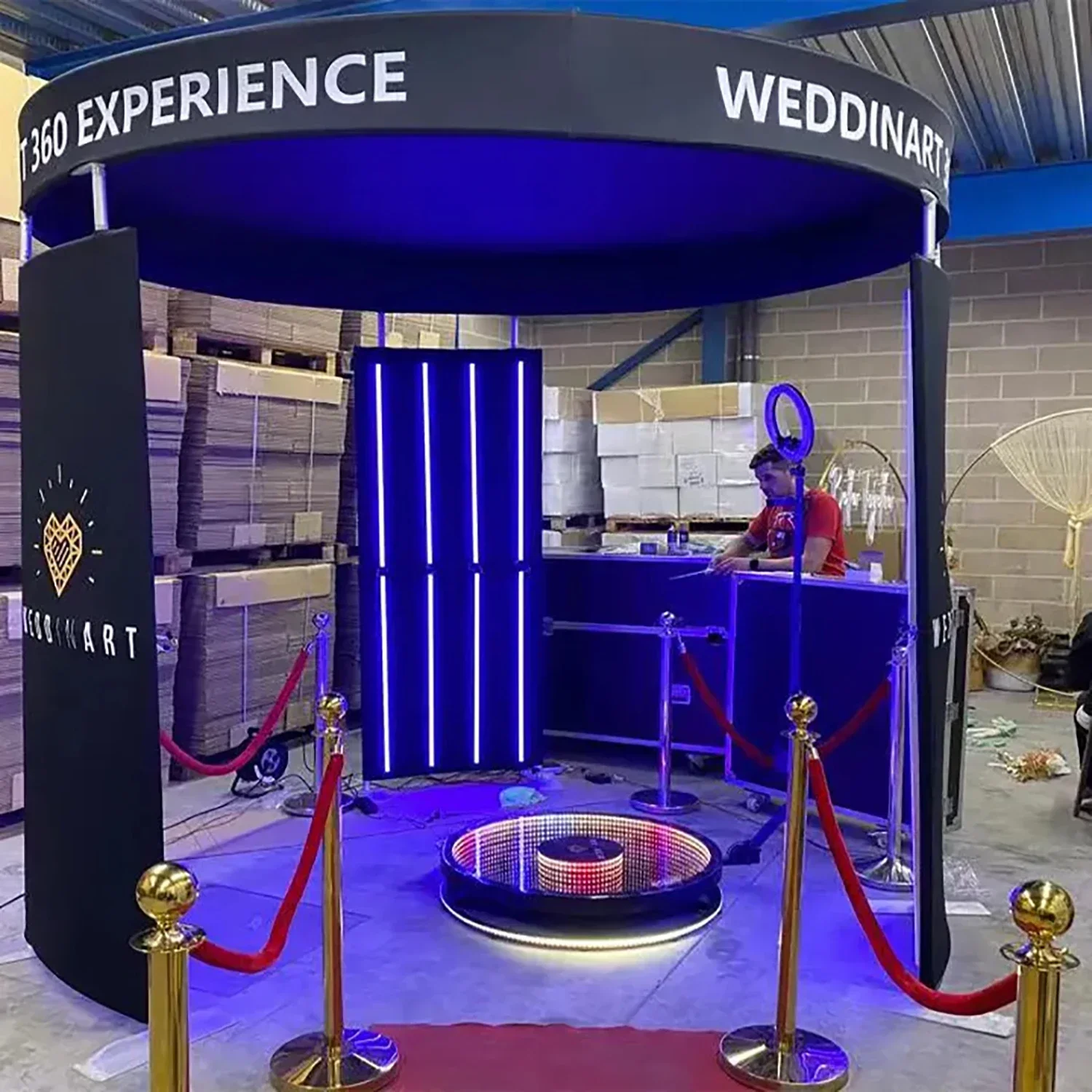 

Custom Luxury 360 Photo Booth Backdrop Photo Booth Enclosure with RGB LED Light Backdrop for 360 Degree Video Booth Party Events