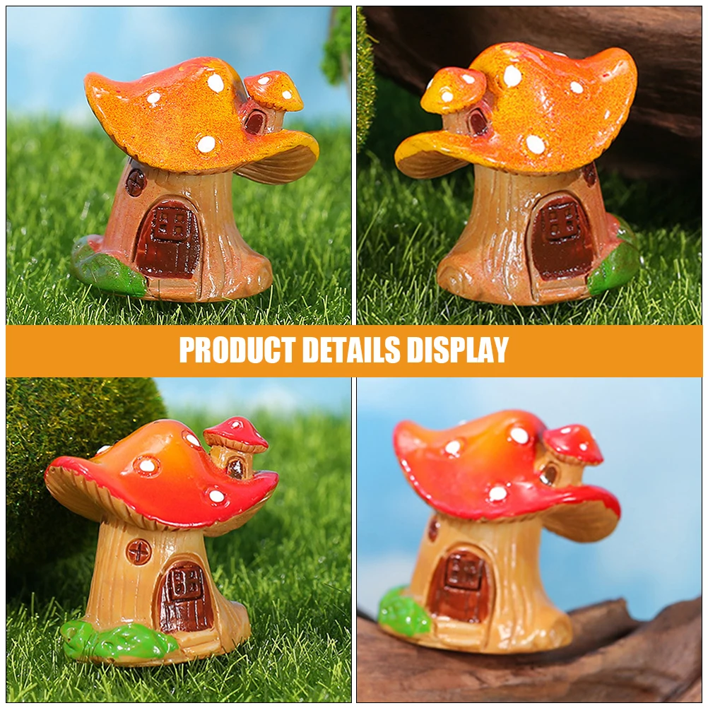 

4 Pcs Mushroom House Toys Figurine For Home Mini Mushrooms Ornaments Decoration