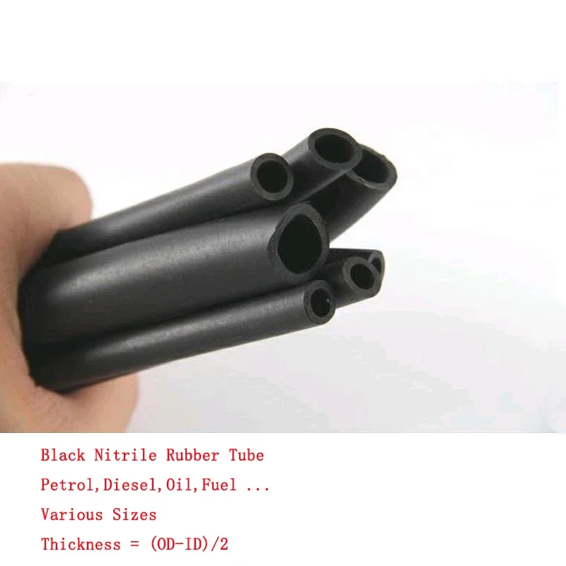 New Black Nitrile Rubber Fuel Tube ID 3mm~19mm Petrol Diesel Oil NBR Line Hose Pipe Soft Tubing Oil,Wear,Acid & Alkali Resistant