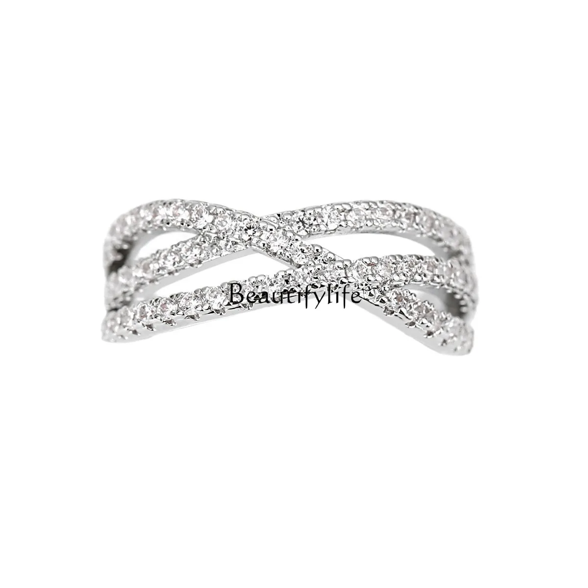 

Diamond-set staggered lines spiral shape high-end temperament accessories