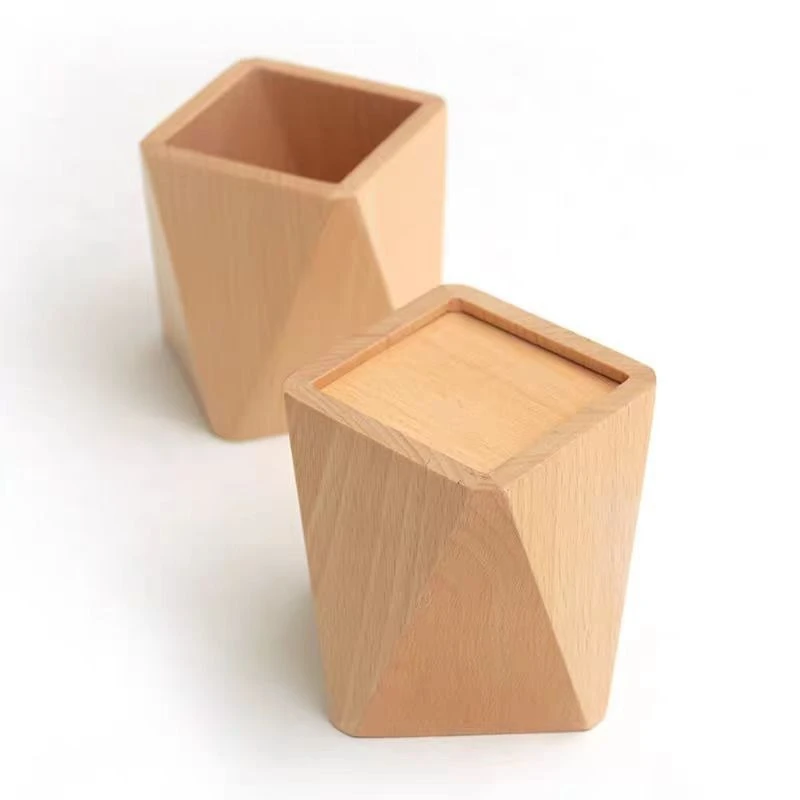 Wooden Pen Holder Desktop Storage Box for Office School