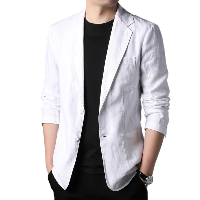 Spring Summer 2024 new high-quality men\'s fashion handsome linen suit Thin men\'s coat fabric composition 100% linen blazer