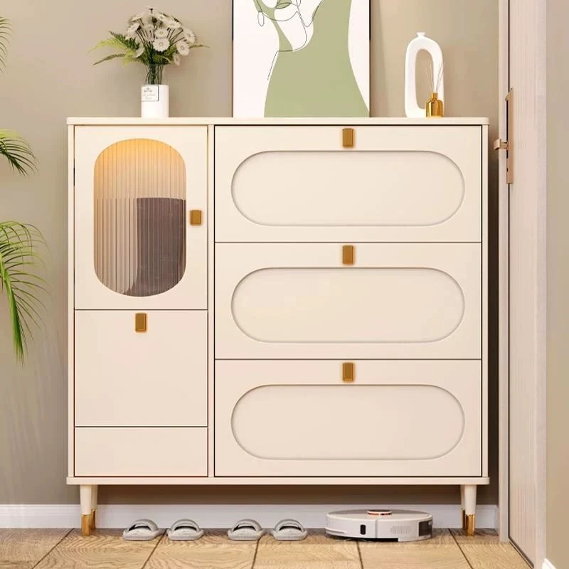 Small Glass Shoes Cabinets Metal Storage Secret Modern Shoes Cabinet White Corner Rangement Chaussures Living Room Furniture
