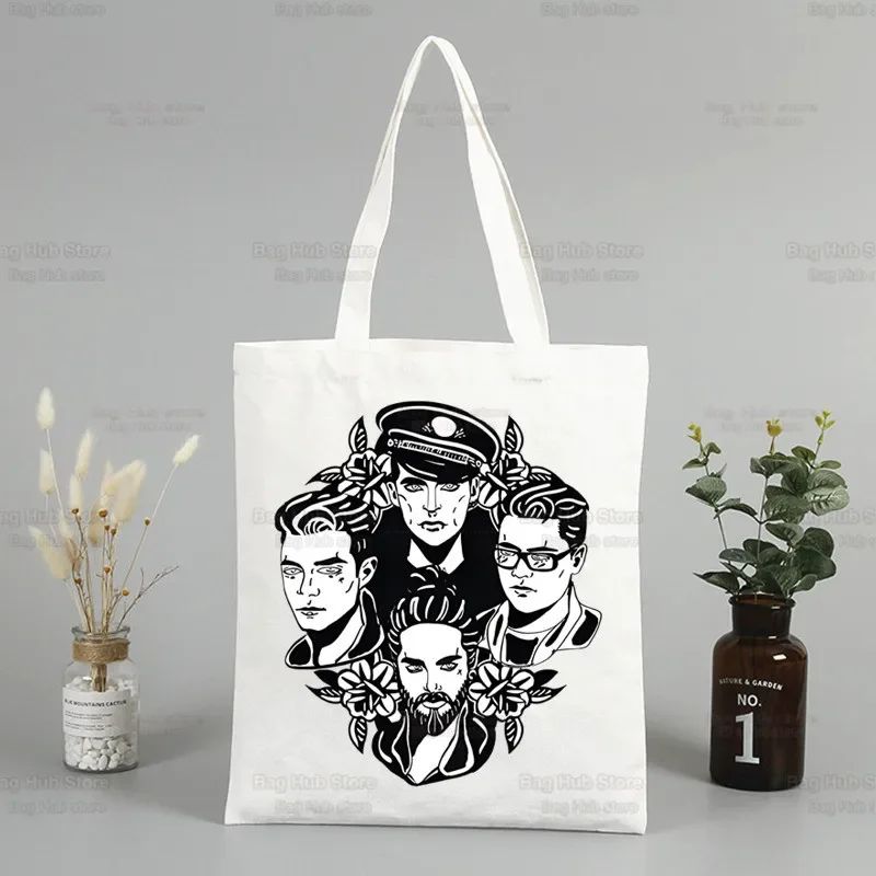 Tokio Hotel Group Music Shopping Bag Canvas Bags Shopper Jute Foldable Reusable Cabas Shopper Canvas