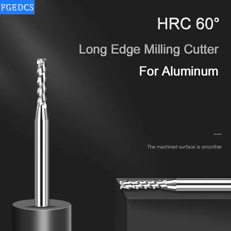 End Mill Aluminum Milling Cutter Edge Lengthened 3 Flute Metal Cutters 0.3 0.4 0.5 0.6mm 1.2 1.4 1.8mm  0.8mm CNC Tools Carbide