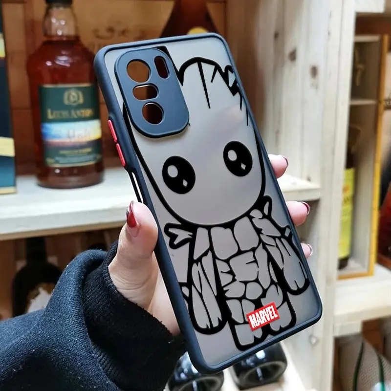 Cartoon Line Marvel Phone Case For Redmi Note 12s 8 9 10 11 12 Pro Plus 5G Redmi 7A 8A 9A 9C 10C Cover 9Pro Groot Deadpool Funda