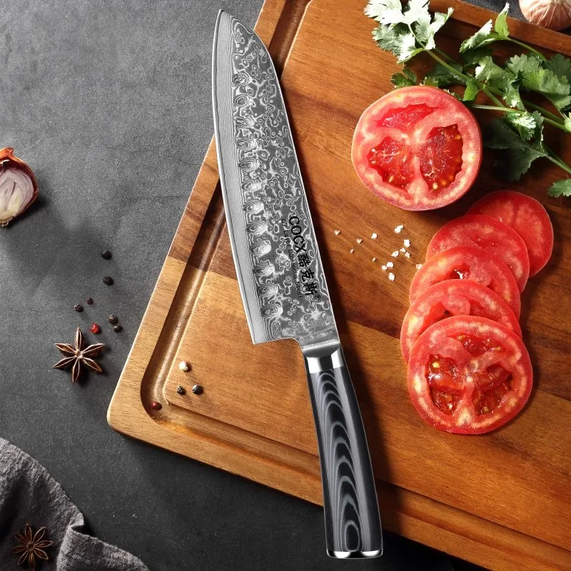 

Japanese Style Santoku Knife Damascus Steel Professional Chef Knife Slicing Meat Cleaver Beef Kitchen Cooking Tools