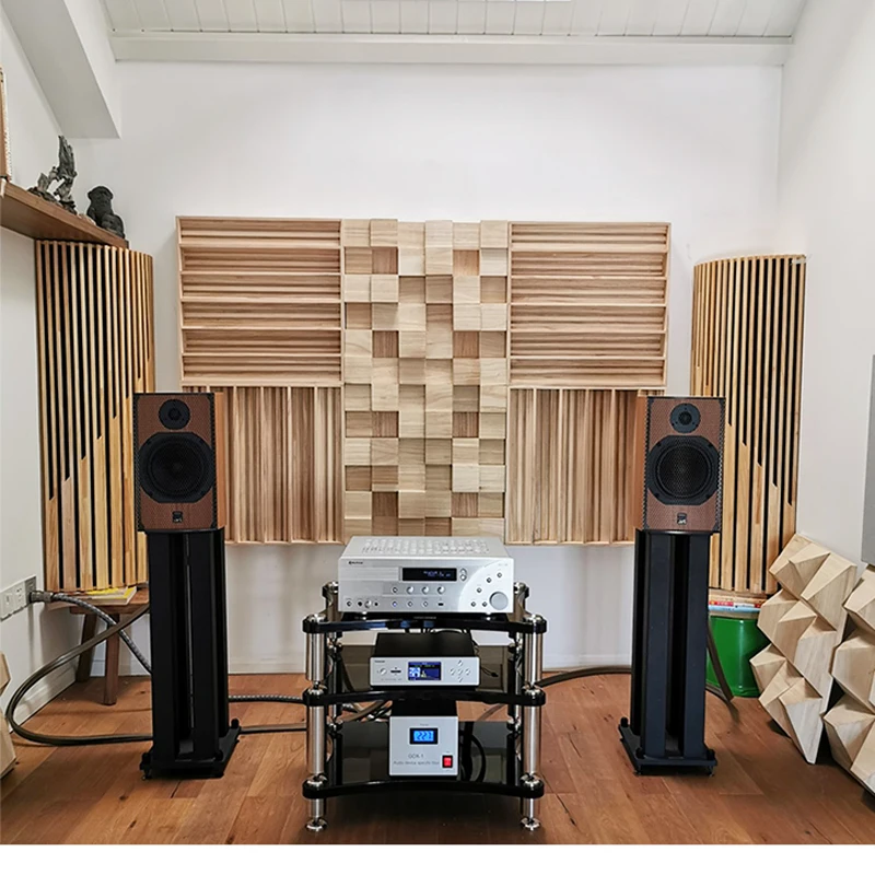 Skyline Music Studio Wood Acoustic Panel, Solid Wood Sound, Private Cinema, USA,Canada, 2 Units Pack, 60x60x9cm