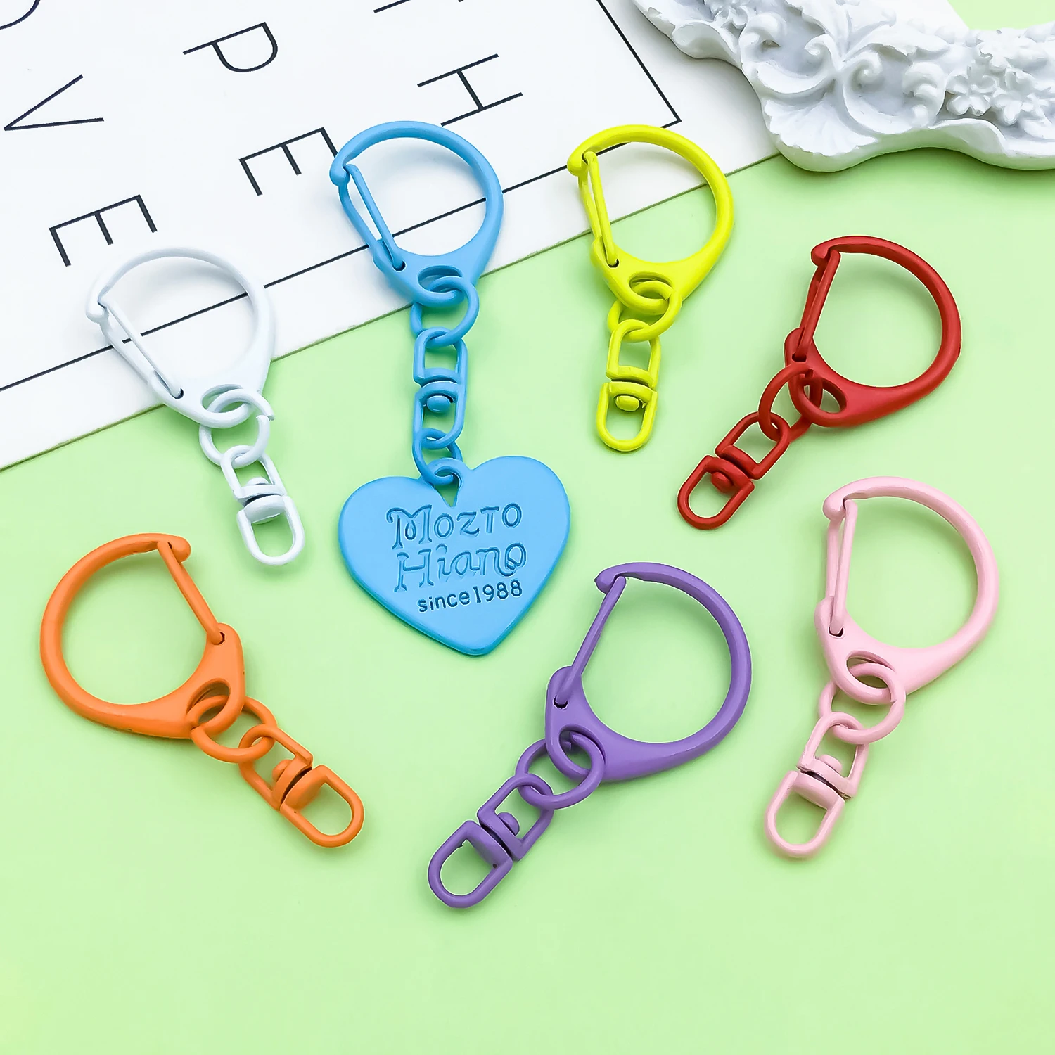 20pcs 18x41mm Alloy Colorful D-shaped Buckle With 8-shaped Keychain For DIY Key Ring Bag Decor DIY Jewelry Gift Accessories view 5