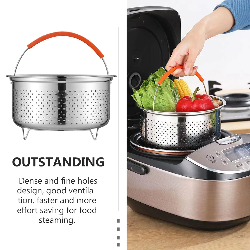 

Stainless Steel Steamer Basket for Rice Cooker Drainable Vegetables Steaming Stand Microwave Safe Food Steamer Rack