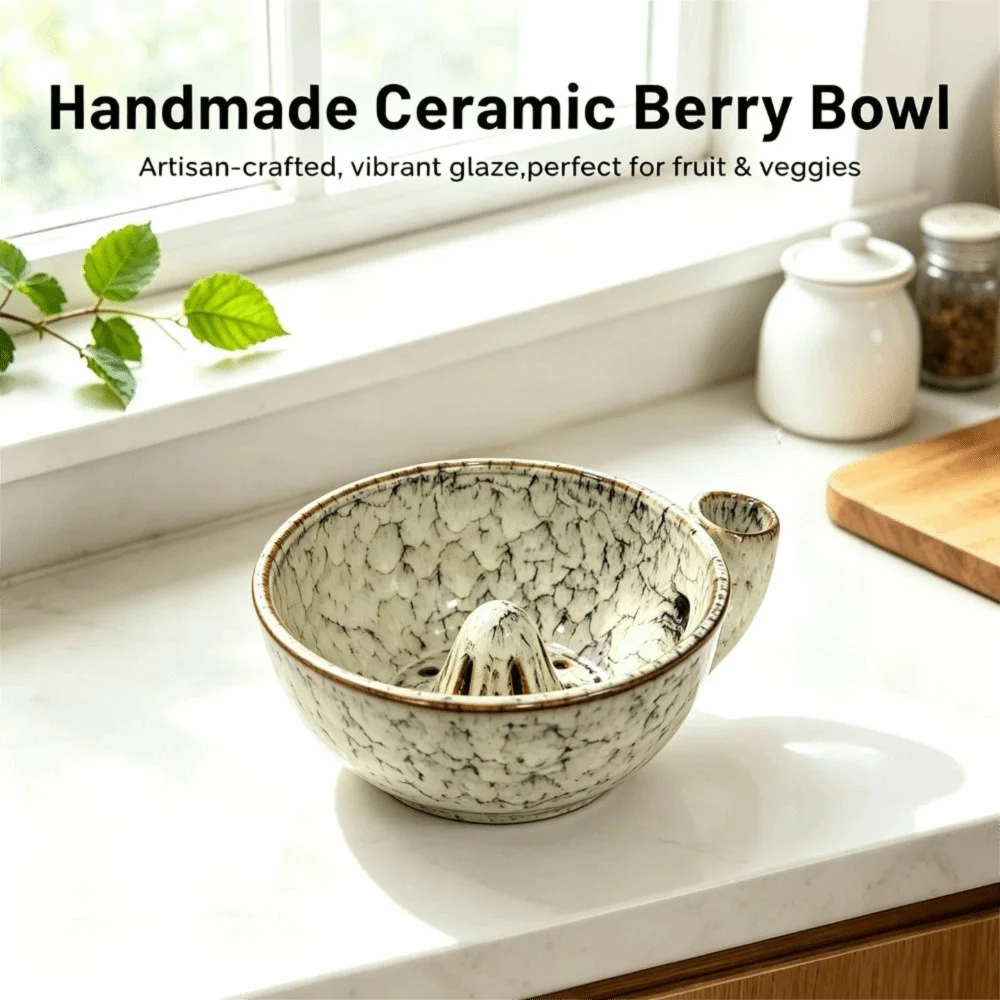 Auto Swirl Ceramic Swirling Berry Bowl Vintage 360 Degree Rotating Vegetable Colander Easy Clean Self Rinsing Produce Cleaner