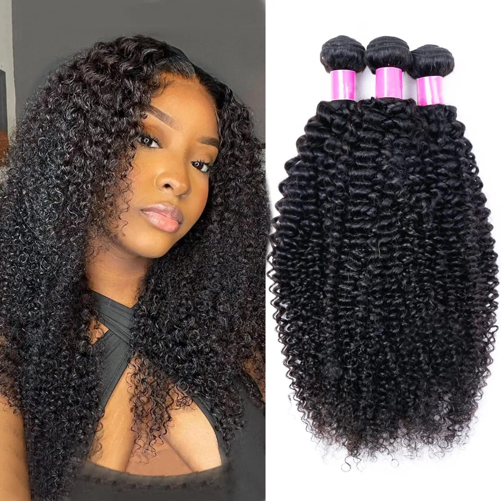 Raw Human Hair Extensions 1 3 4 Bundles Deal Mongolian Kinky Curly Human Hair Bundles Natural Jerry Curl Remy Hair Weave Bundle