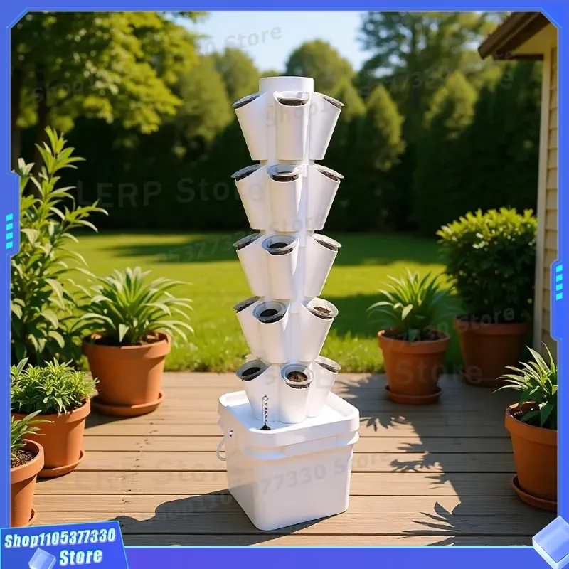 8L Hydroponic Tower Vertical Garden System Soilless Cultivation Column for Home Indoor Planting Equipment Desktop Growing Kit