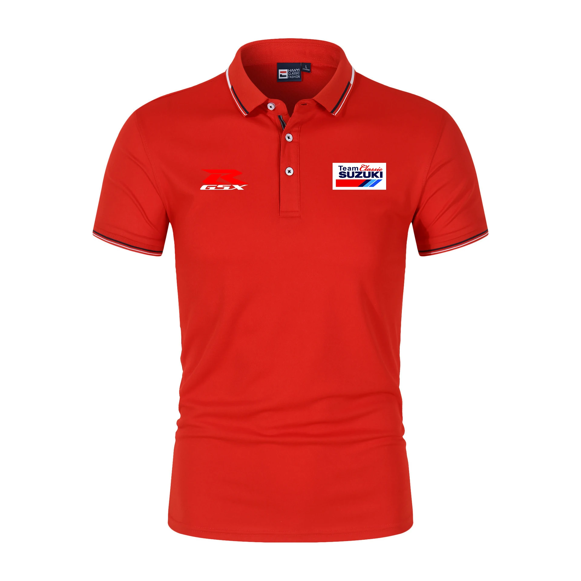 Suzuki gsx rr logotipo da equipe de corrida da motocicleta dos homens polos camiseta verão camisas polo masculinas 2026 nova mod