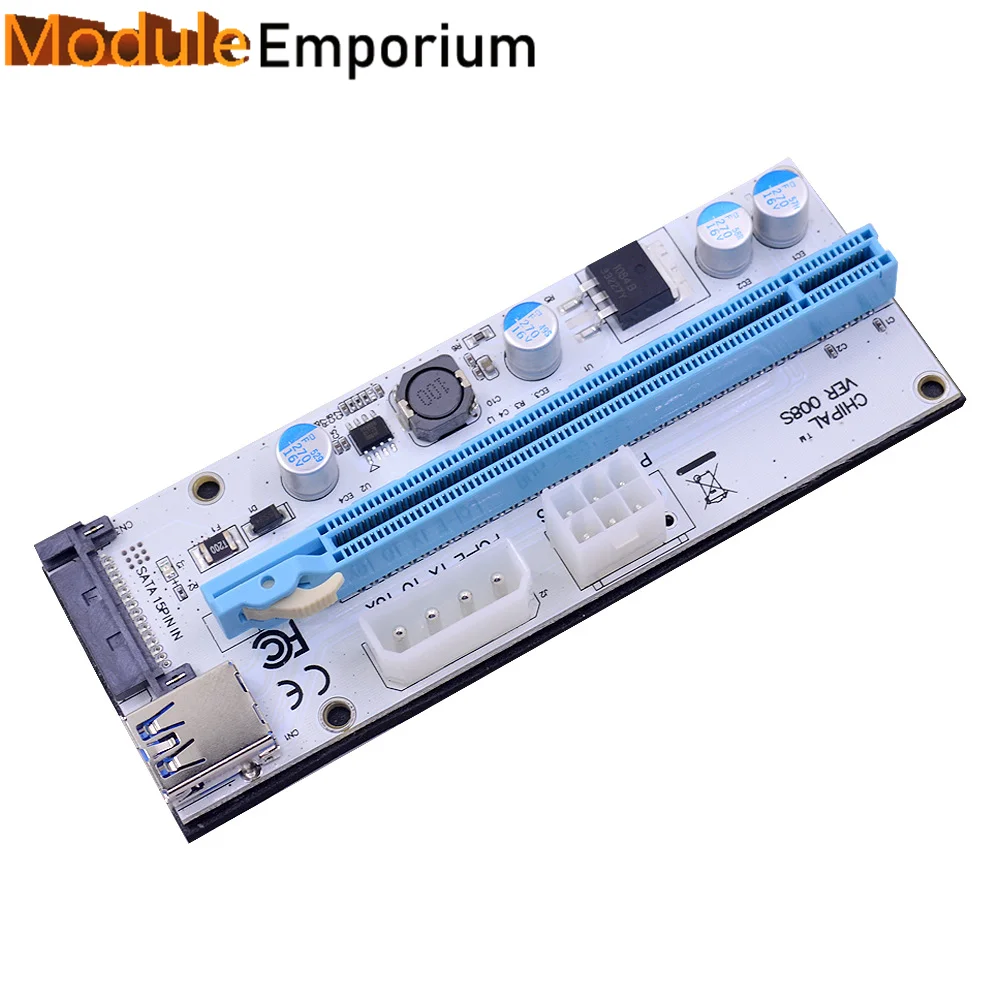 low price 008 008S ver008s PCI-e X1 To X16 Riser Card USB3.0 Cable 60cm Molex to 6Pin PCI