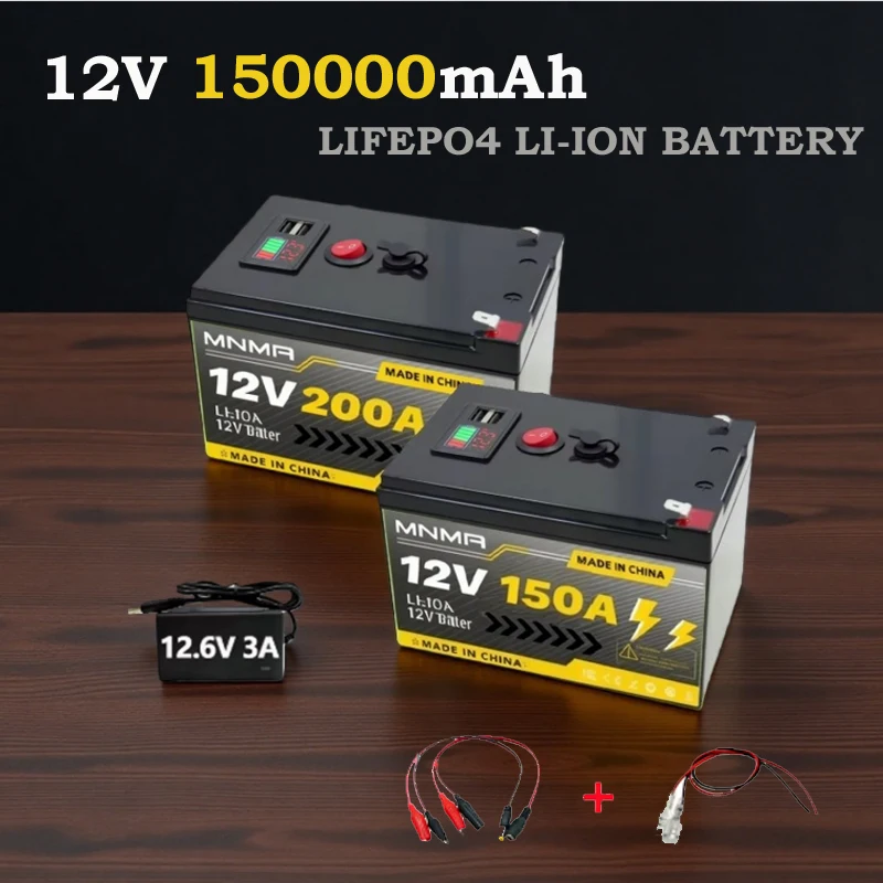 

Upgraded version 12V 200Ah LiFePO4 Deep Cycle Battery Rechargeable for Solar Wind Power UPS RV Camping Marine Lighting