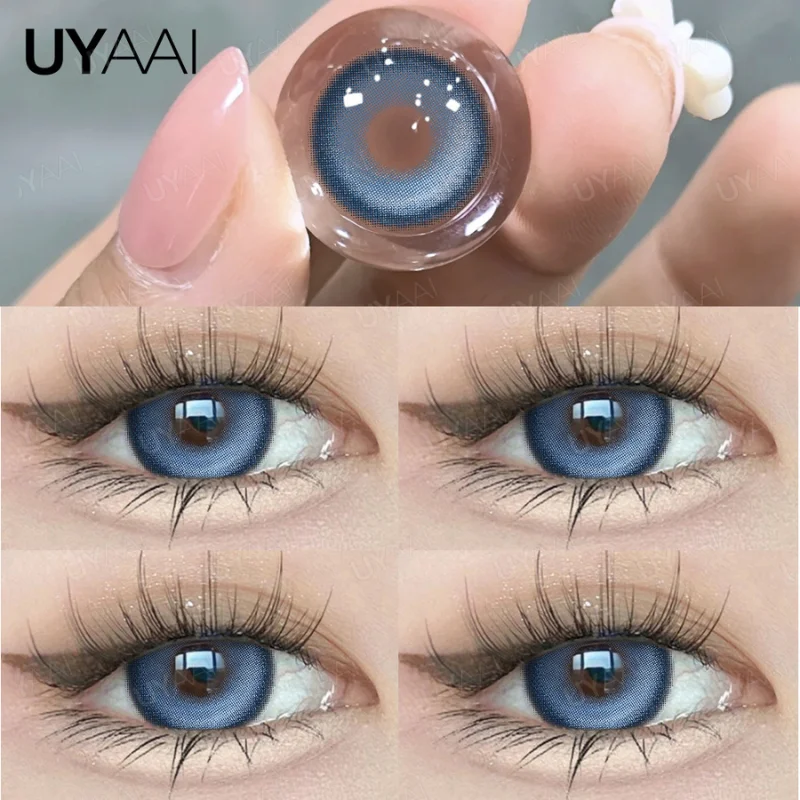 UYAAI Color Contact Lenses with Diopters Cosplay Colored Lenses Anime Myopia Color Lens Eyes Pink Lenses Graduated Blue Lenses