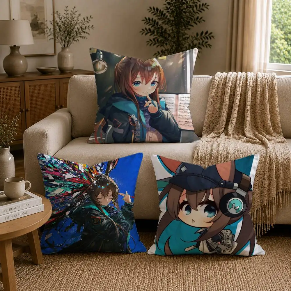 A-Amiya Game Fan Art Graphic Pillow Case Pattern Printed Pillowcase For Living Room Sofa Cushion Cover